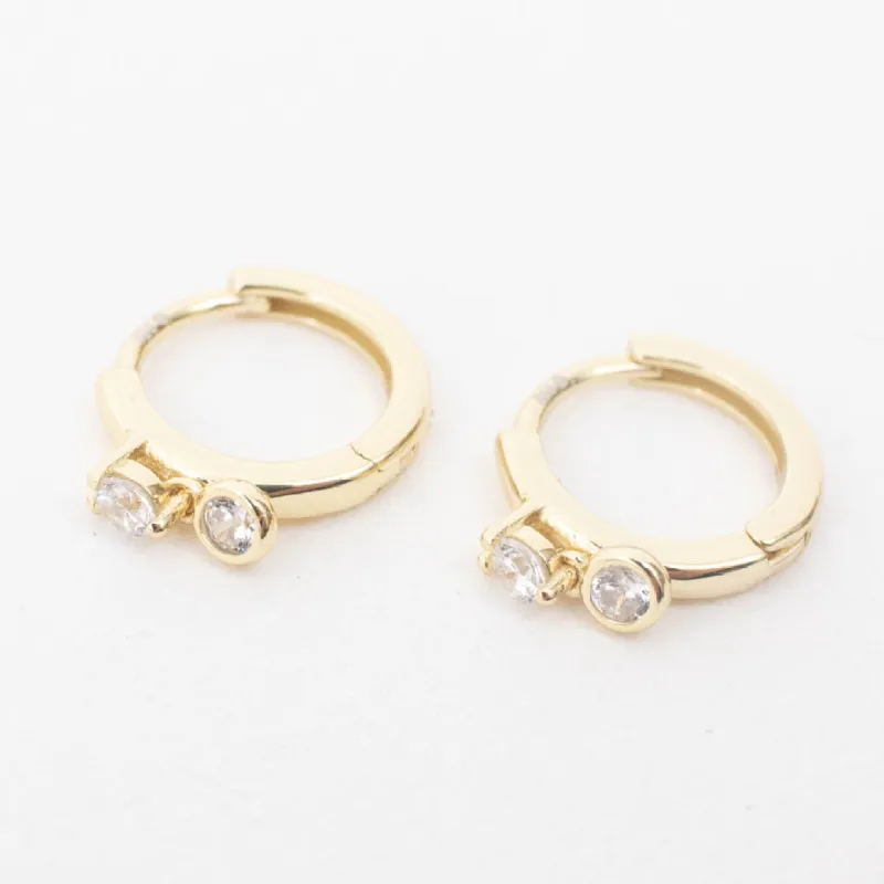 Gold Plated Half & Half CZ Micro Huggies sold by Silver Lotus