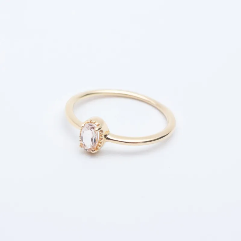 Gold Vermeil Oval Milgrain Edge Morganite Ring sold by Silver Lotus