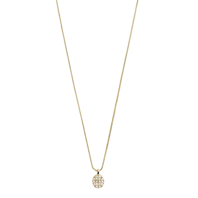 Beat Gold Plated Crystal Coin Necklace sold by Silver Lotus
