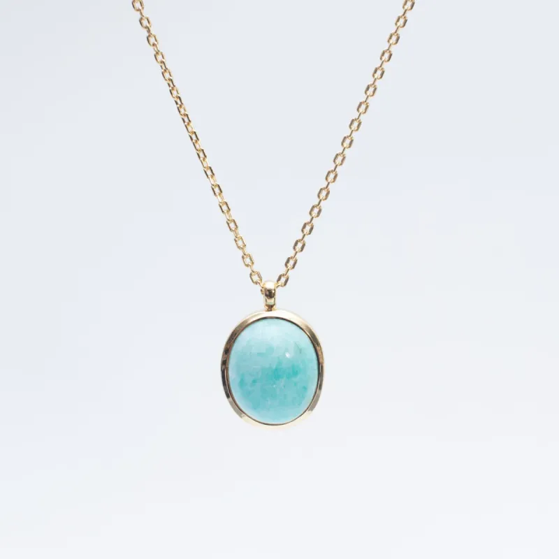 Gold Vermeil Oval Amazonite Necklace sold by Silver Lotus