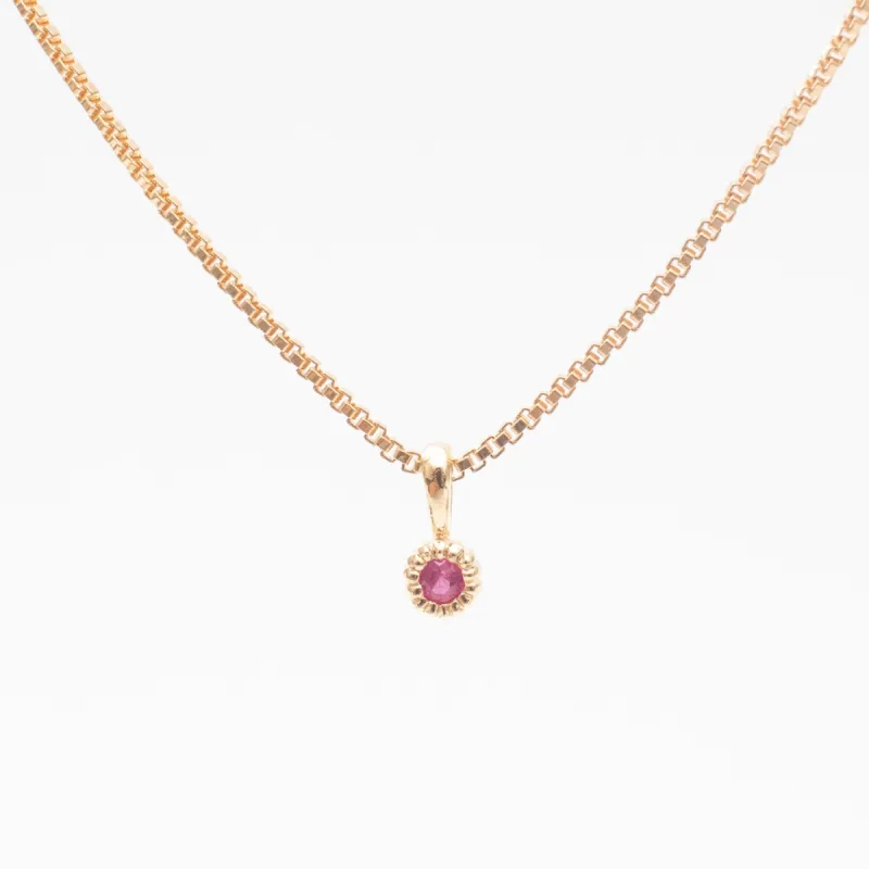 Gold Vermeil Tiny Milgrain Edge Ruby Necklace sold by Silver Lotus