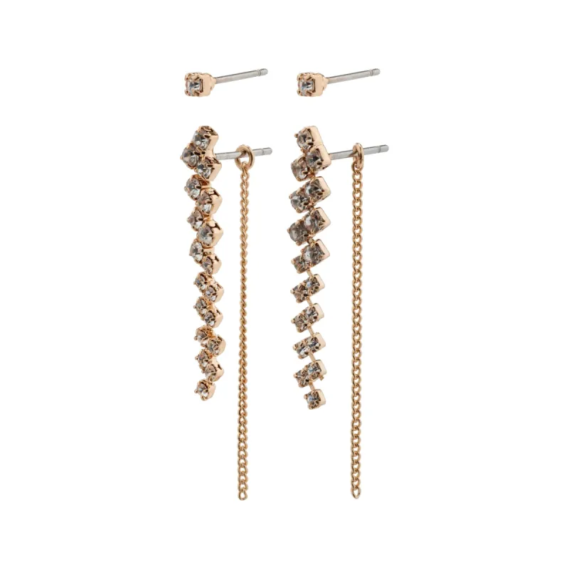Jolene Rose Gold Plated Crystal Earring Set sold by Silver Lotus