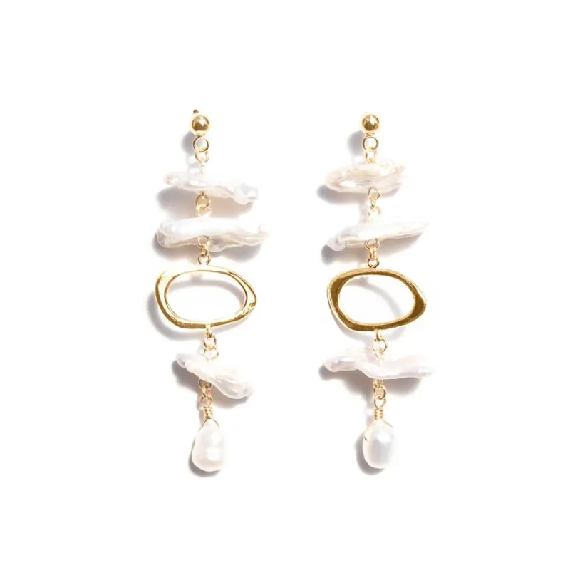 Biwa Gold Earrings sold by Silver Lotus