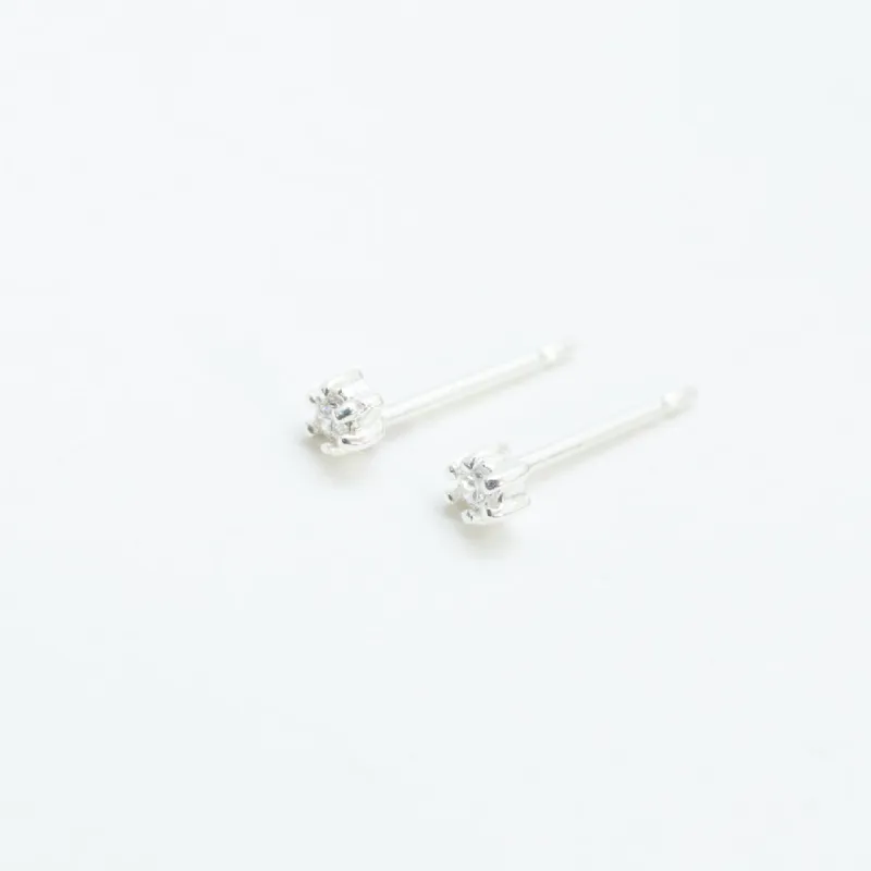 Tiny Silver Claw Set CZ Studs sold by Silver Lotus