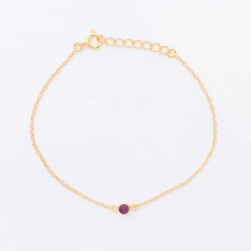 Gold Vermeil Raw Ruby Solitaire Bracelet sold by Silver Lotus