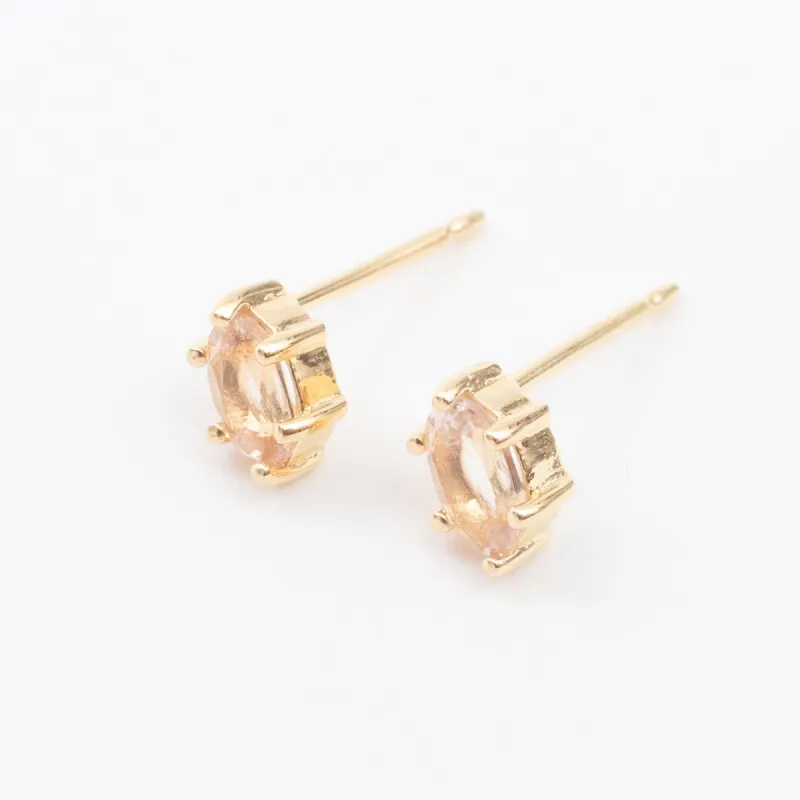 Gold Vermeil Oval Morganite Claw Set Studs sold by Silver Lotus