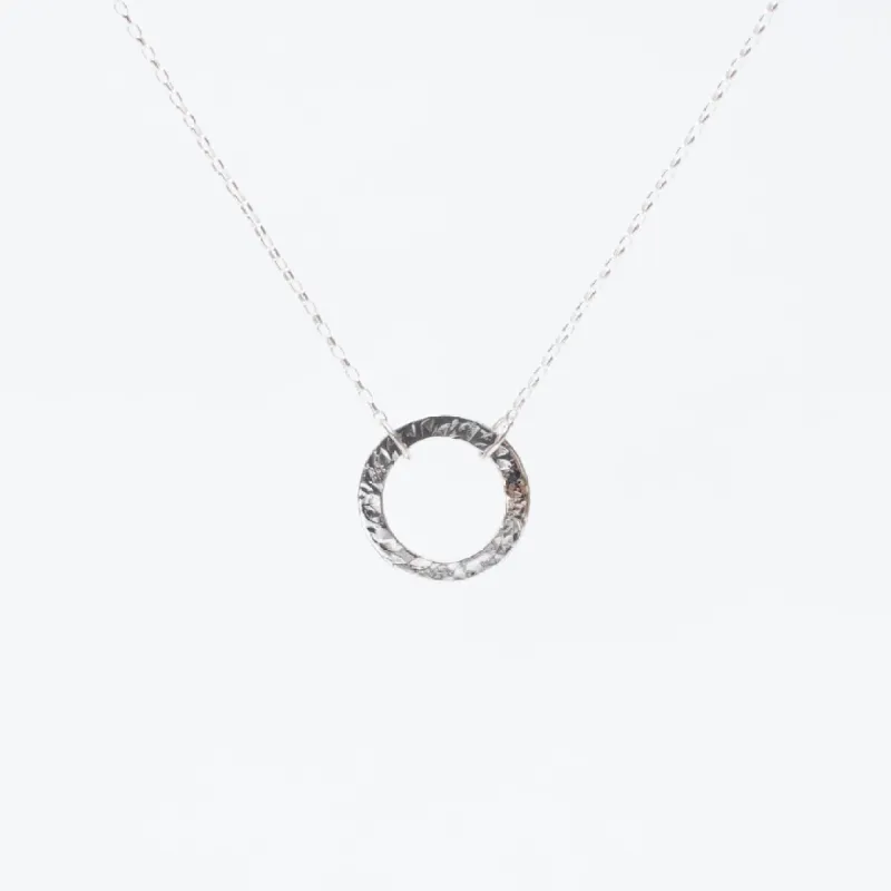 Silver Hammered Circle Necklace sold by Silver Lotus