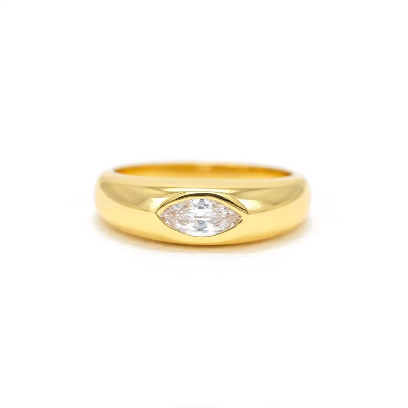 Gold Plated Marquise Dome Ring sold by Silver Lotus