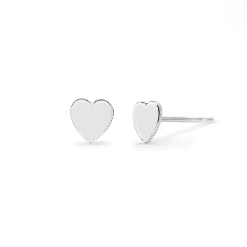 Small Solid Silver Heart Studs sold by Silver Lotus