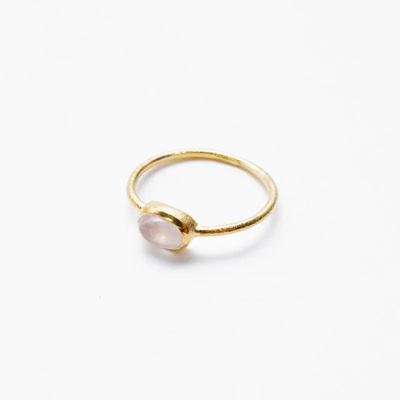 Gold Plated Rose Quartz Oval Ring sold by Silver Lotus