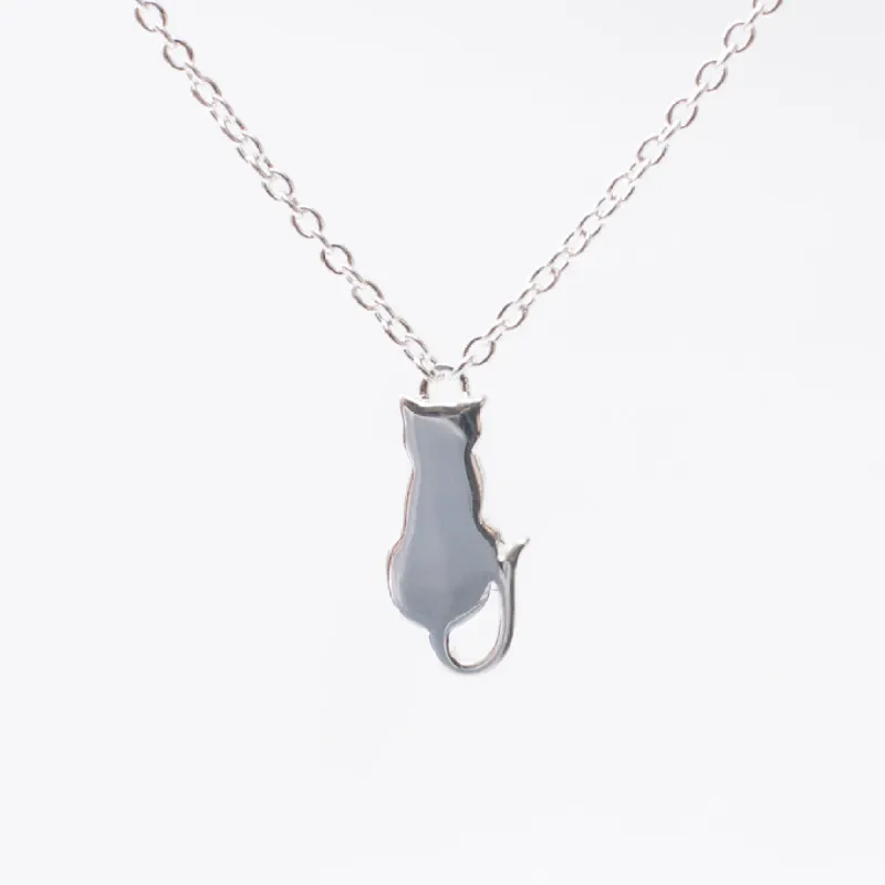 Silver Sitting Cat Necklace sold by Silver Lotus
