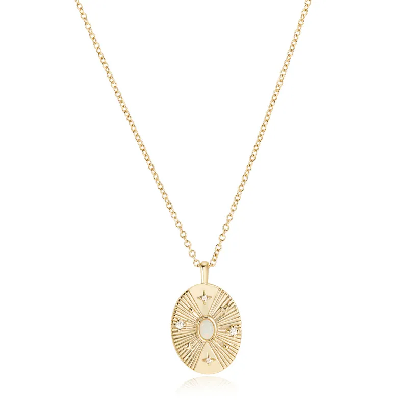 Gold Plated Opulent Opal & CZ Necklace sold by Silver Lotus