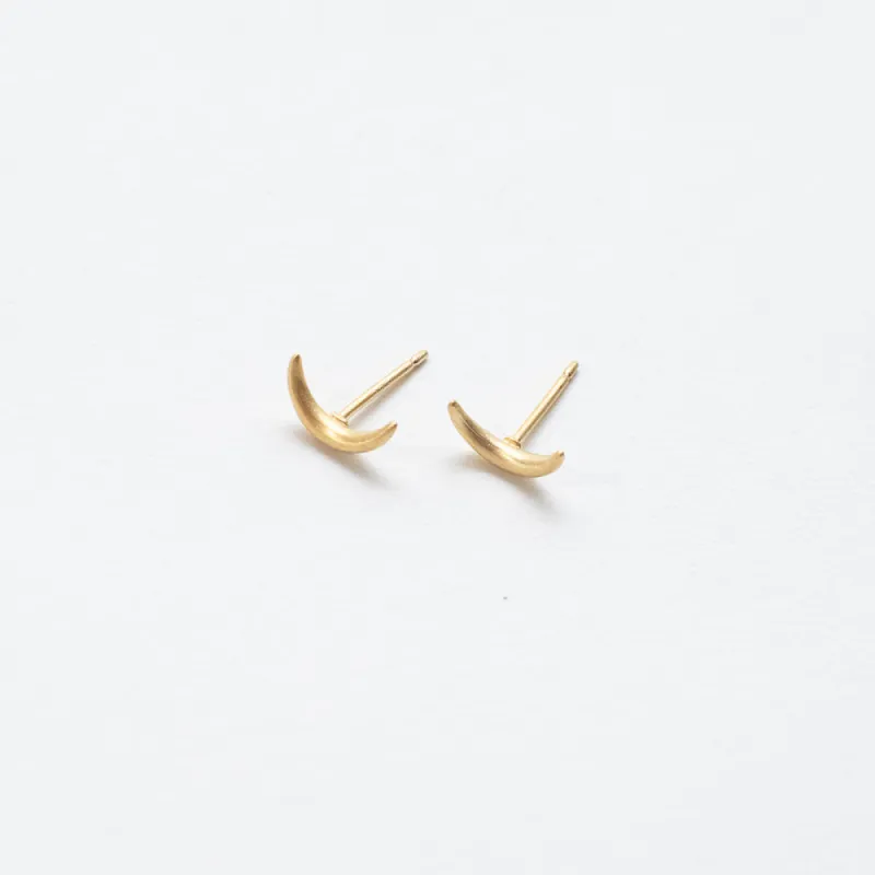 Brushed Gold Vermeil Moon Studs sold by Silver Lotus