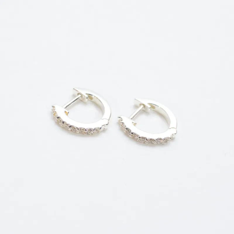 Small Silver Pave CZ Huggies sold by Silver Lotus