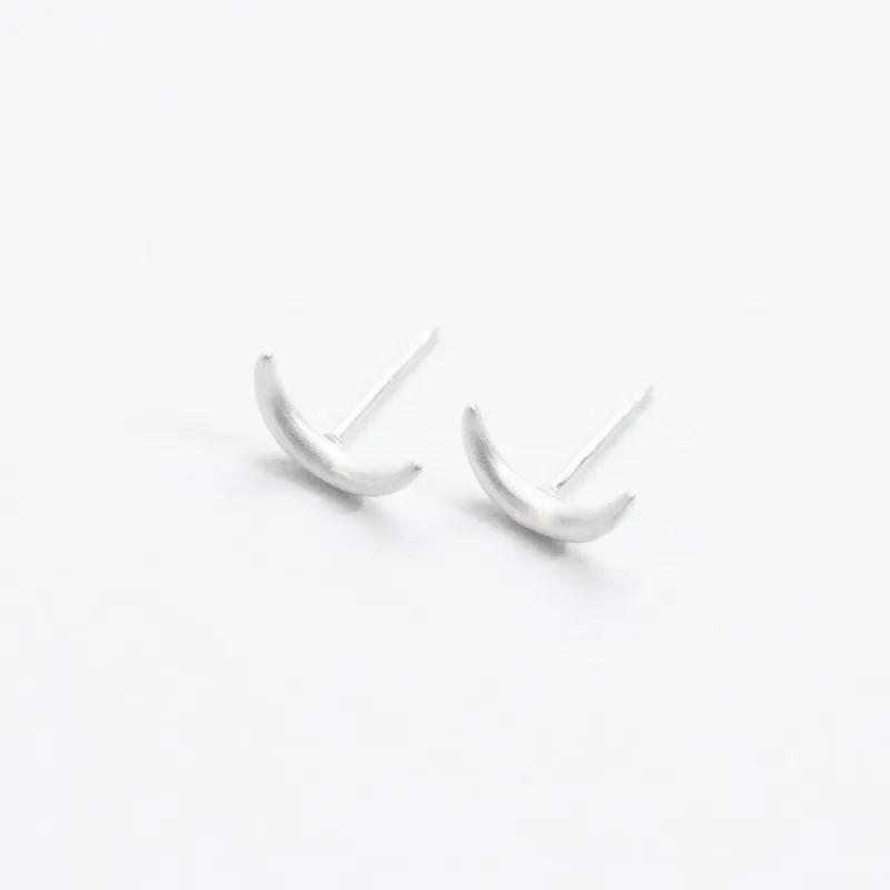 Brushed Silver Moon Studs sold by Silver Lotus