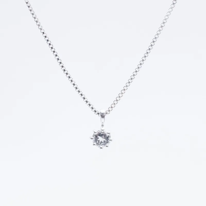 Silver Round Claw Set White Topaz Necklace sold by Silver Lotus