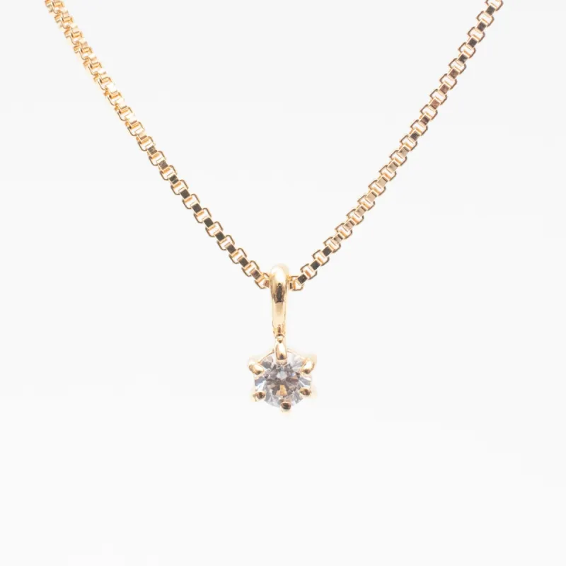 Gold Vermeil Round Claw Set Cubic Zirconia Necklace sold by Silver Lotus