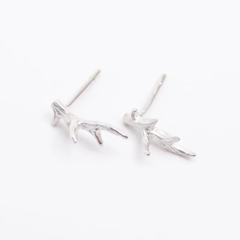 Small Silver Antler Studs sold by Silver Lotus