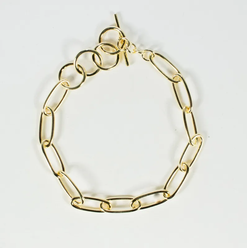 Gold Vermeil Heavy Chain Oval Link Bracelet sold by Silver Lotus