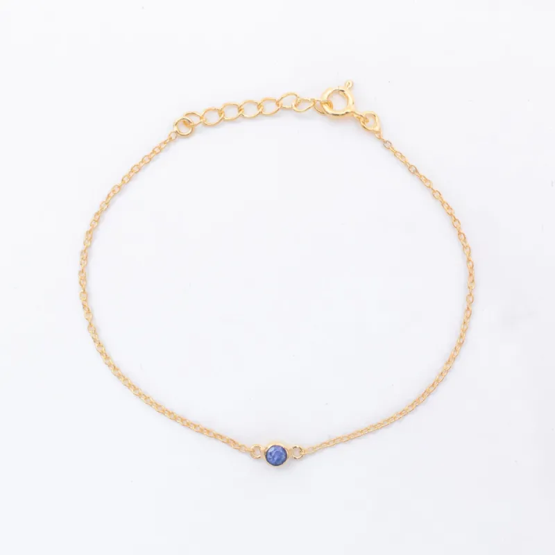Gold Vermeil Raw Sapphire Solitaire Bracelet sold by Silver Lotus