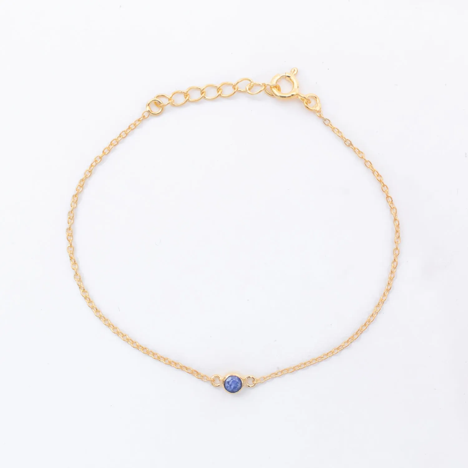 Gold Vermeil Raw Sapphire Solitaire Bracelet sold by Silver Lotus