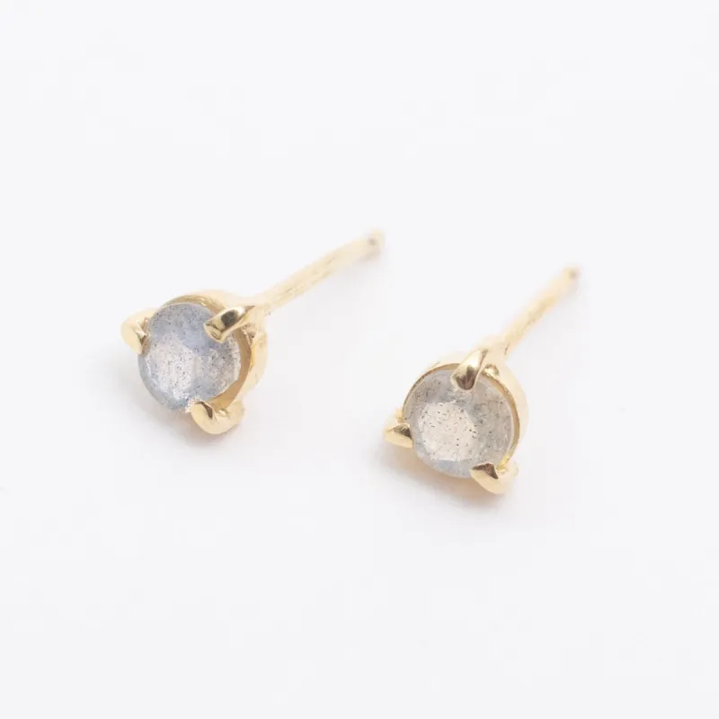 Gold Vermeil & Labradorite Round Claw Set Studs sold by Silver Lotus