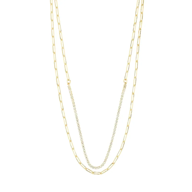 Rowan Gold Plated 2-in-1 Crystal Necklace Set sold by Silver Lotus
