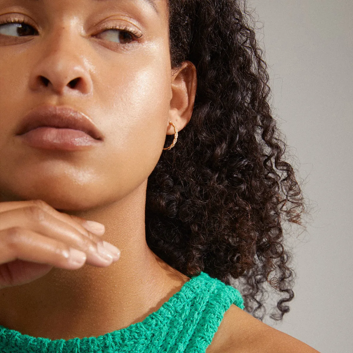 Ezo Twirled Medium Gold Plated Crystal Hoops sold by Silver Lotus product image thumbnail 2