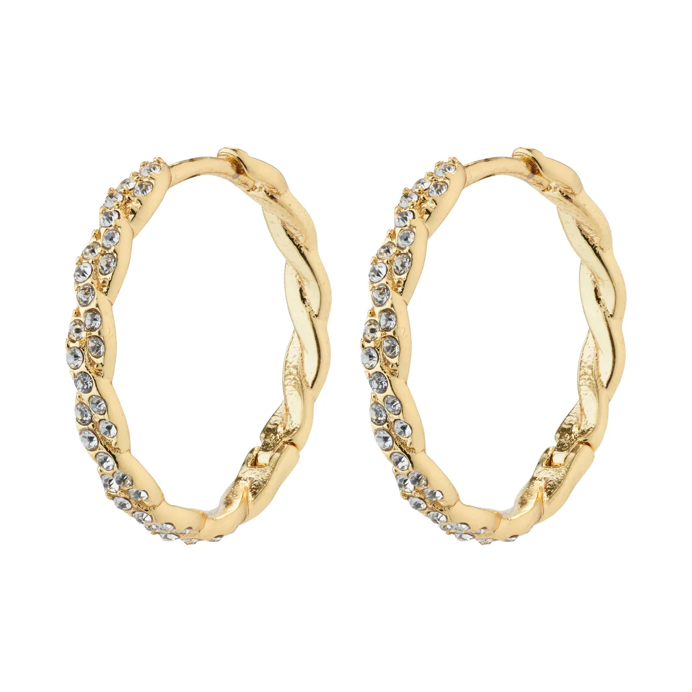 Ezo Twirled Medium Gold Plated Crystal Hoops sold by Silver Lotus