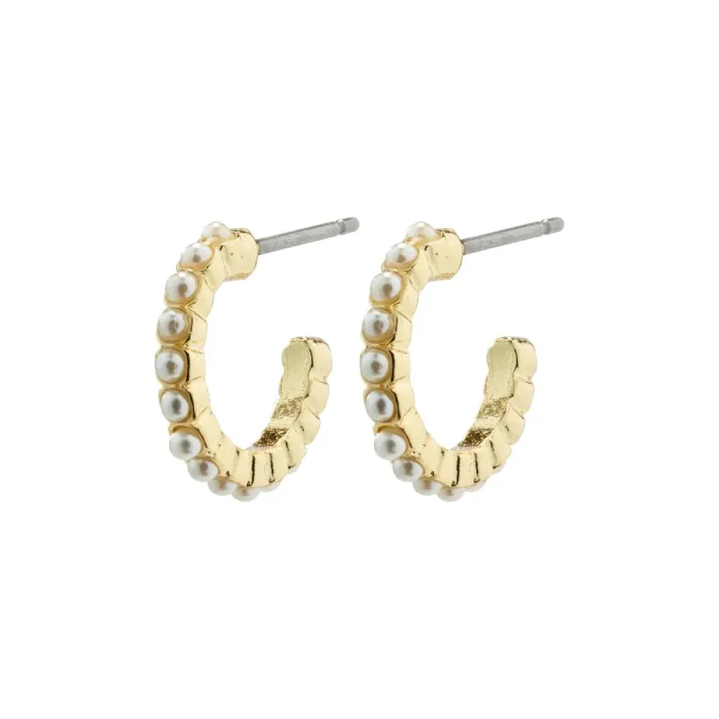 Ekta Gold Plated Pearl Hoops sold by Silver Lotus