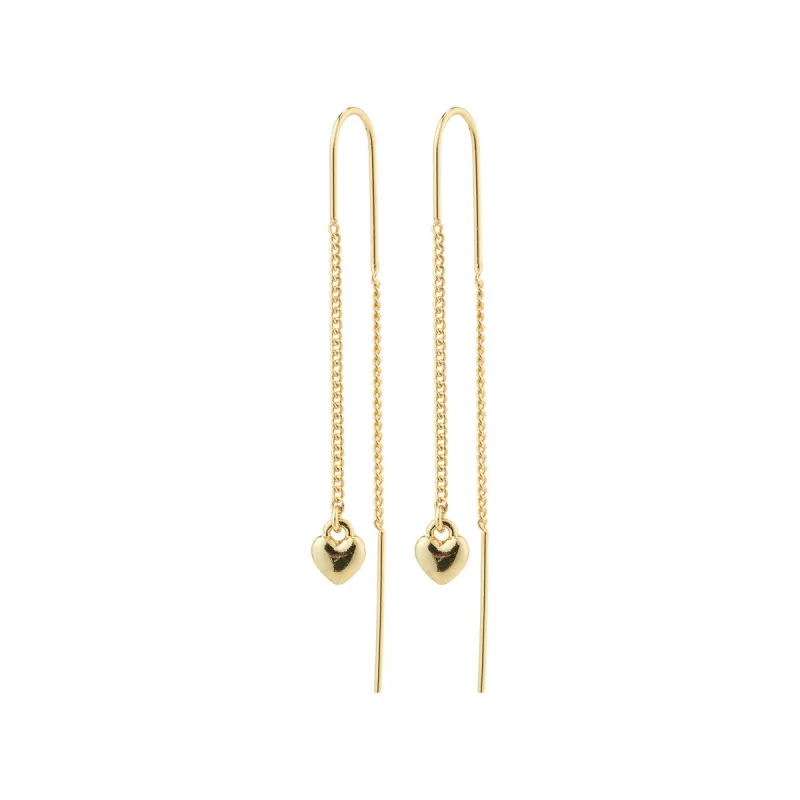 Afroditte Gold Plated Heart Pull Through Earrings sold by Silver Lotus