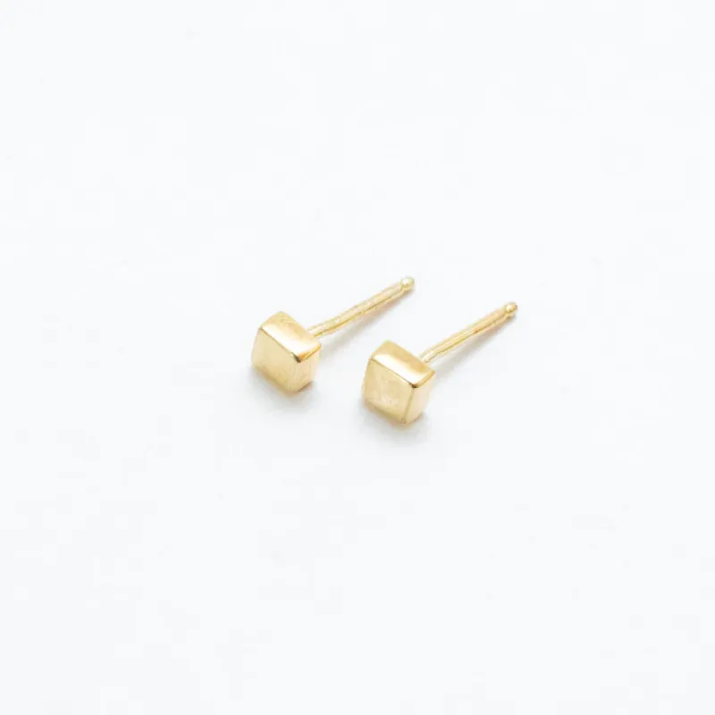 Gold Vermeil Extra Small Cube Studs sold by Silver Lotus