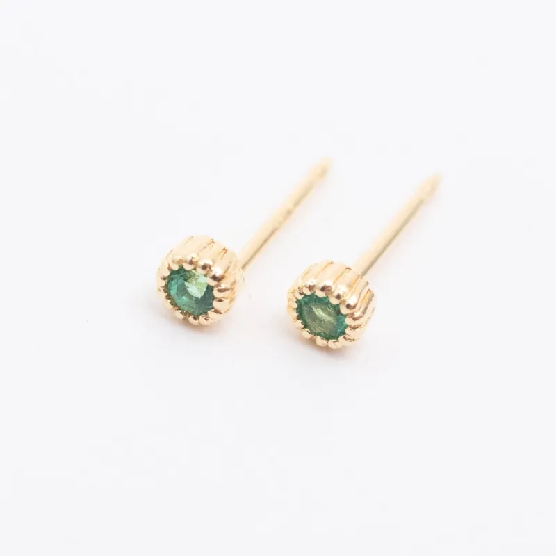Gold Vermeil & Emerald Milgrain Studs sold by Silver Lotus
