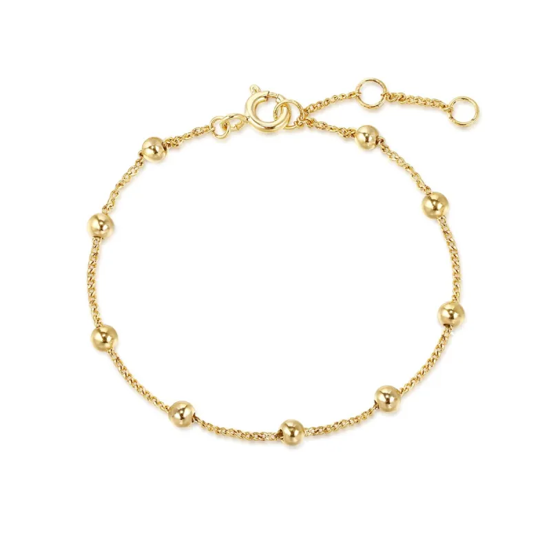 Gold Plated Micro Bead and Chain Bracelet sold by Silver Lotus