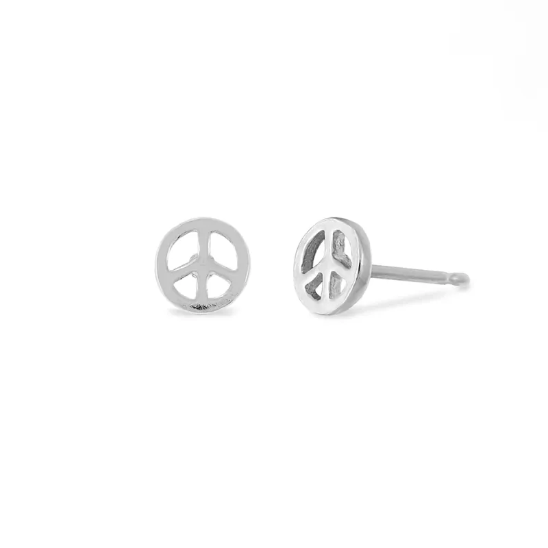 Silver Peace Sign Studs sold by Silver Lotus
