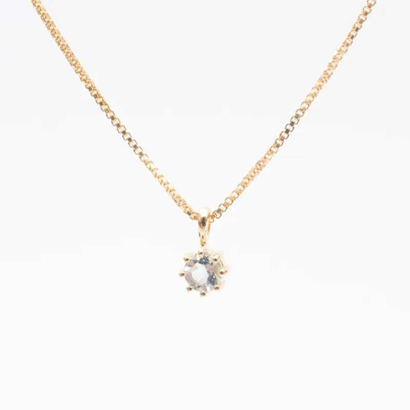 Gold Vermeil Round Claw Set Cubic Zirconia Necklace sold by Silver Lotus