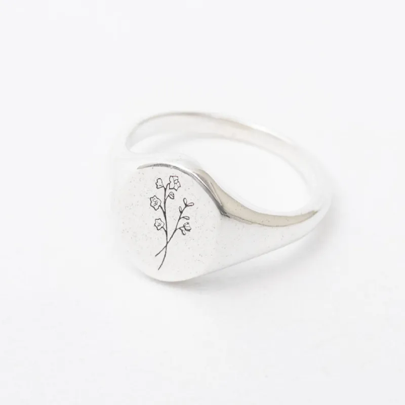 July Birth Flower Signet Ring sold by Silver Lotus