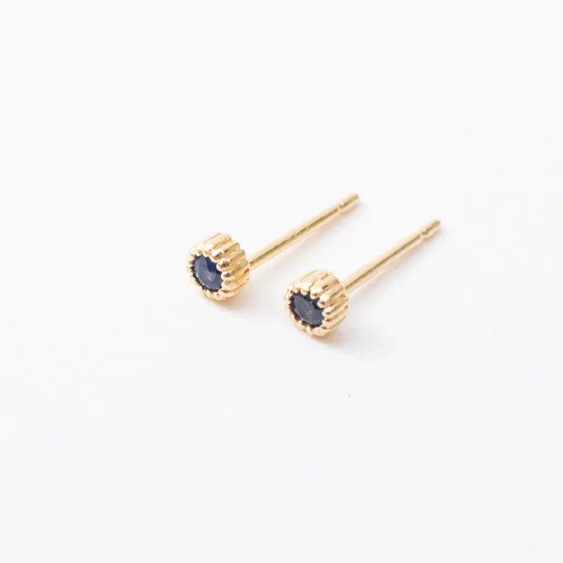 Gold Vermeil & Blue Sapphire Milgrain Studs sold by Silver Lotus