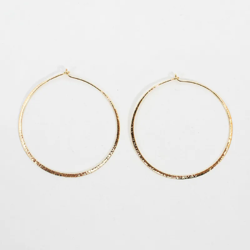 Large Gold Vermeil Hammered Wire Hoops sold by Silver Lotus