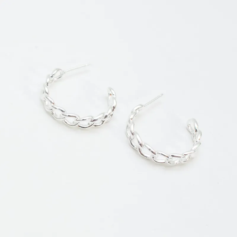 Silver Chain Link Hoops sold by Silver Lotus