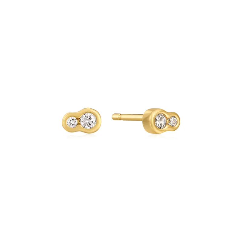 Gold Plated Double CZ Studs sold by Silver Lotus