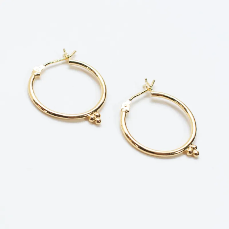 Gold Vermeil Medium Hoop With Three Dots sold by Silver Lotus