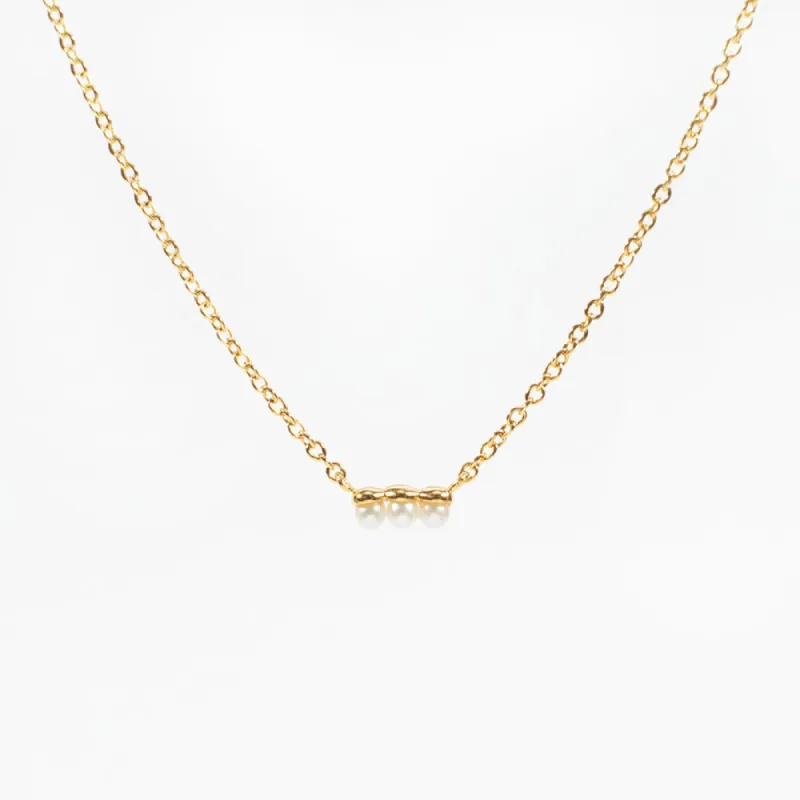 Tiny Gold Vermeil Pearl Bar Necklace sold by Silver Lotus