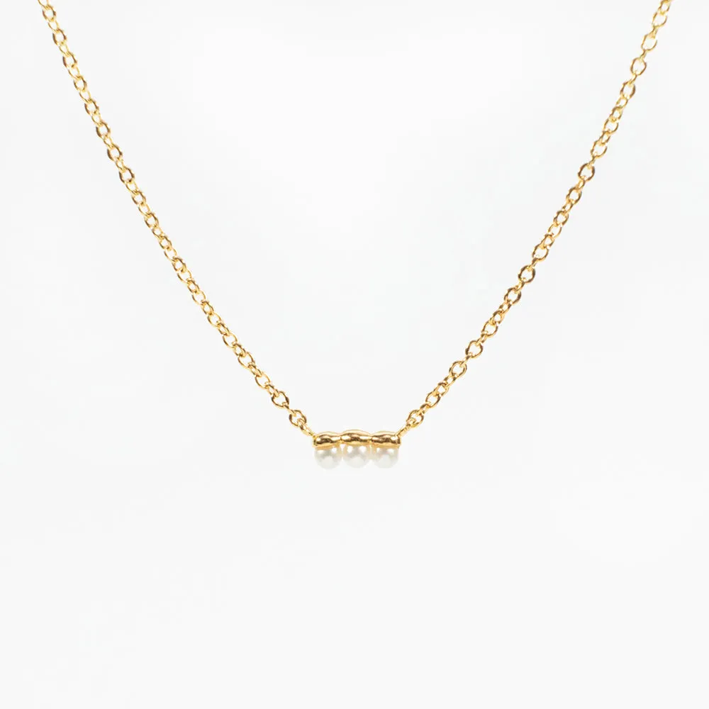 Tiny Gold Vermeil Pearl Bar Necklace sold by Silver Lotus