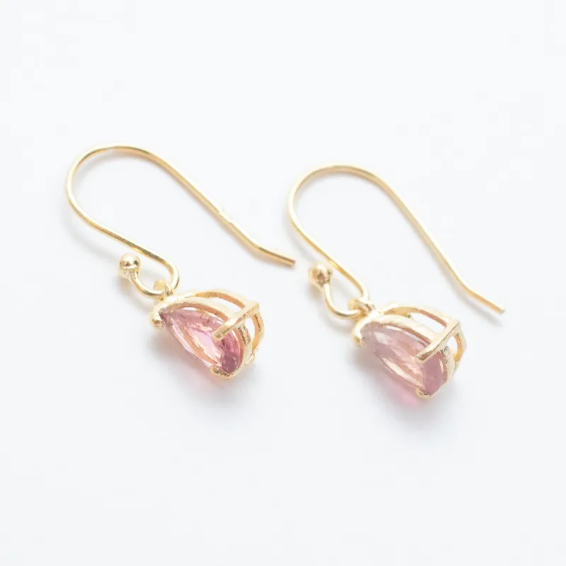 Pink Tourmaline Gold Vermeil Teardrop Earrings sold by Silver Lotus