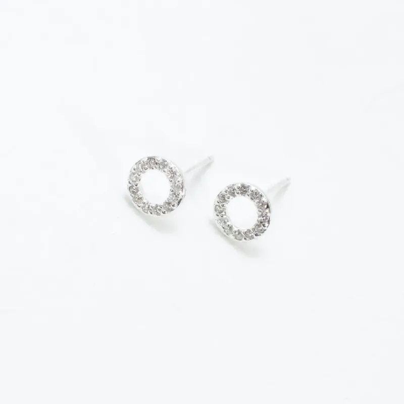 Small Silver Pave CZ Cheerio Studs sold by Silver Lotus
