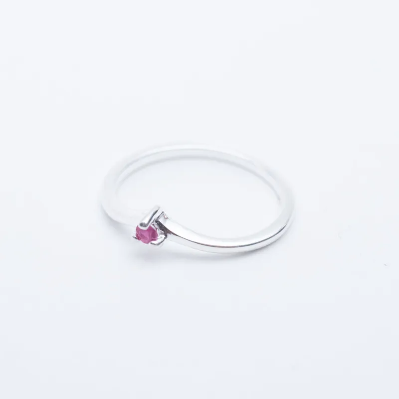 Silver Claw Set Ruby Chevron Ring sold by Silver Lotus