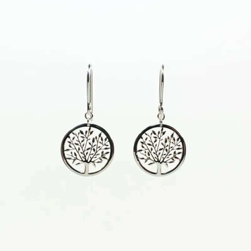 Silver Cut Out Tree Earrings sold by Silver Lotus