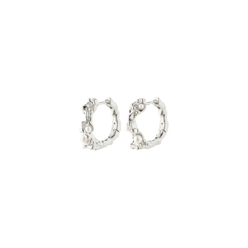 Raelynn Small Silver Plated Pearl Hoops sold by Silver Lotus