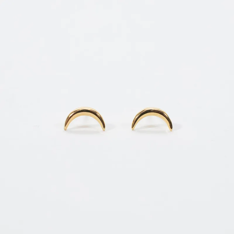 Gold Vermeil Moon Studs sold by Silver Lotus